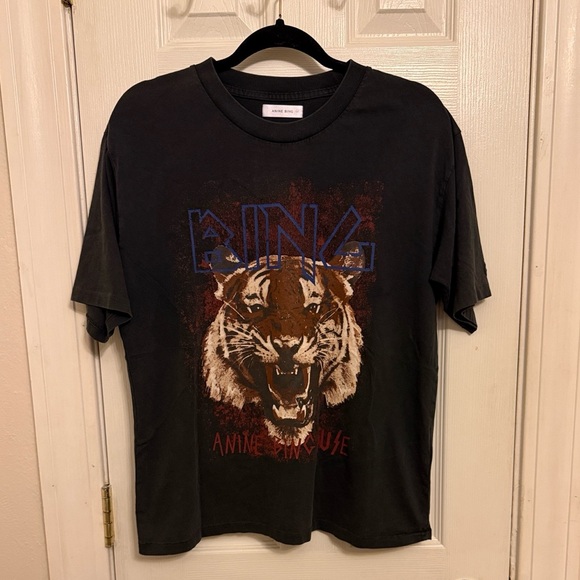 Anine Bing Tops - Anine Bing Black Crewneck Sweatshirt with White Label #615